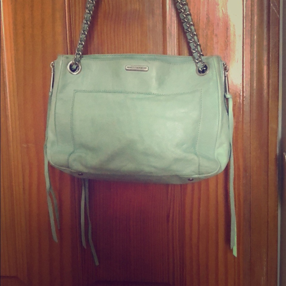 Mint green Rebecca Minkoff handbag.